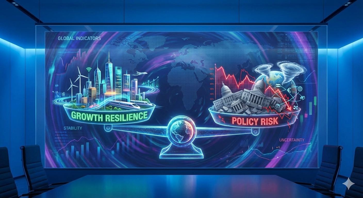 A macro explainer using the gap between growth resilience and policy risk.